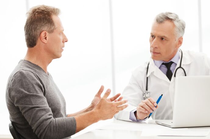 Men with chronic prostatitis at the doctor's office
